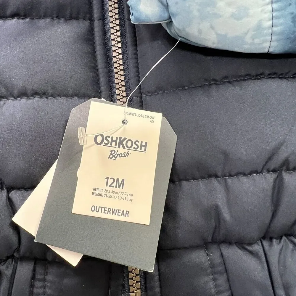 OshKosh B'Gosh Boys' 2-Piece Ski Jacket & Snow Bib Snowsuit 12M ( 21-25 Lb) Blue